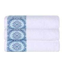 Medallion Cotton Jacquard Textured Soft Absorbent Bath Towel Set of 3