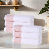 Medallion Cotton Jacquard Textured Soft Absorbent Hand Towel Set of 6