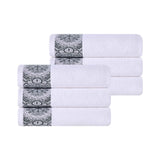 Medallion Cotton Jacquard Textured Soft Absorbent Hand Towel Set of 6