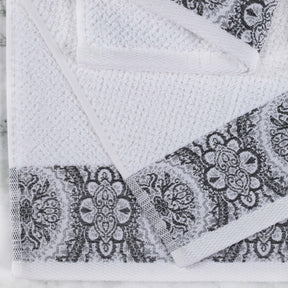 Medallion Cotton Jacquard Textured Soft Absorbent Hand Towel Set of 6