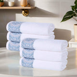 Medallion Cotton Jacquard Textured Soft Absorbent Hand Towel Set of 6