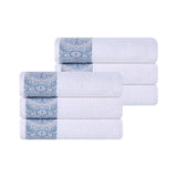 Medallion Cotton Jacquard Textured Soft Absorbent Hand Towel Set of 6