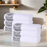Medallion Cotton Jacquard Textured Soft Absorbent Hand Towel Set of 6