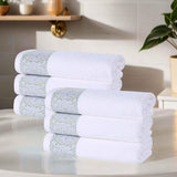 Medallion Cotton Jacquard Textured Soft Absorbent Hand Towel Set of 6
