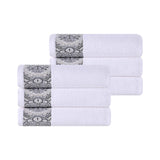 Medallion Cotton Jacquard Textured Soft Absorbent Hand Towel Set of 6