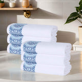 Medallion Cotton Jacquard Textured Soft Absorbent Hand Towel Set of 6
