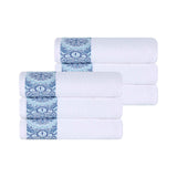 Medallion Cotton Jacquard Textured Soft Absorbent Hand Towel Set of 6