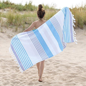 Meera Stripe Fouta 2 Piece Beach Towel Set with Tassels