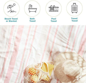 Meera Stripe Fouta 2 Piece Beach Towel Set with Tassels