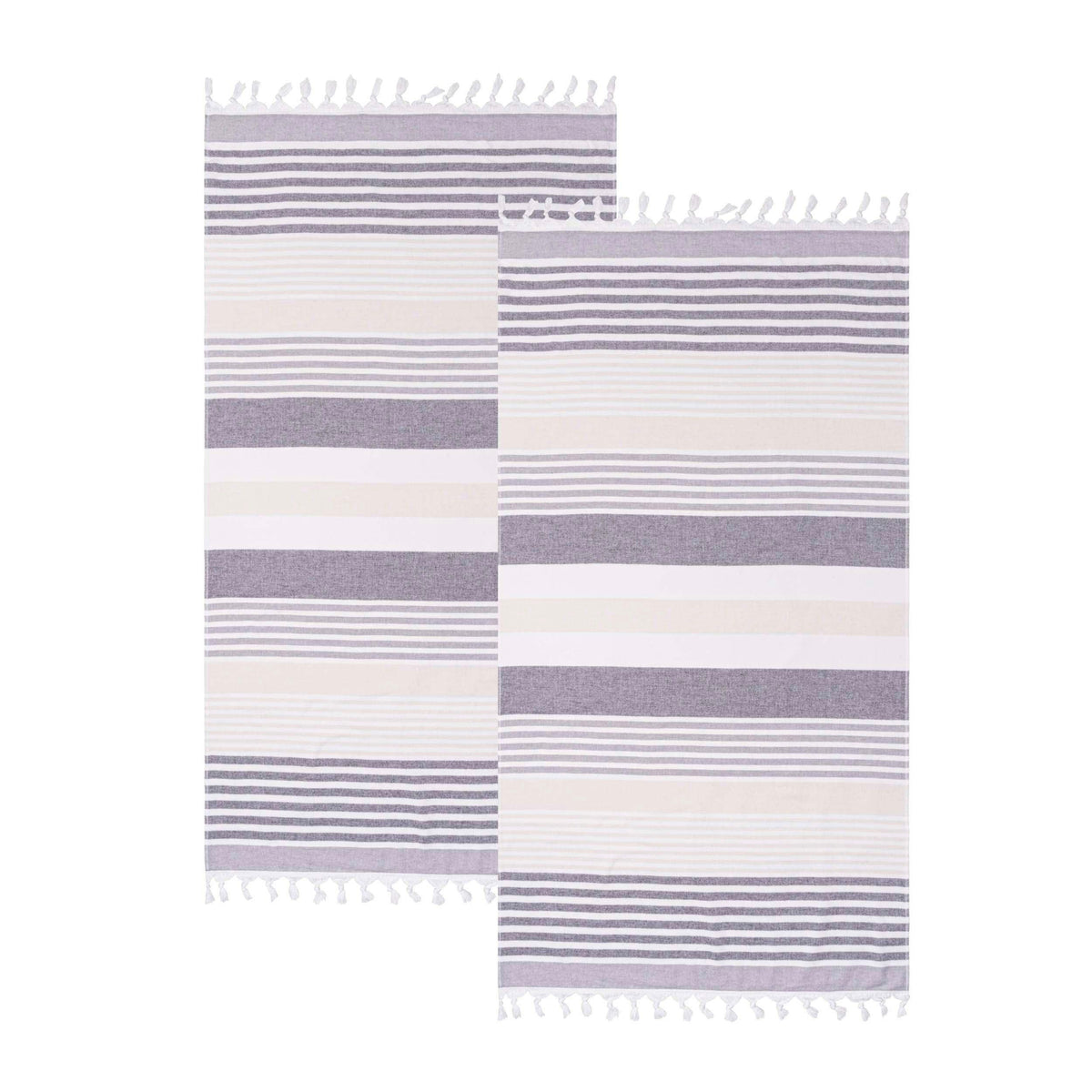 Meera Stripe Fouta 2 Piece Beach Towel Set with Tassels