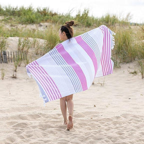 Meera Stripe Fouta 2 Piece Beach Towel Set with Tassels