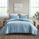 Melange Flannel Cotton Fuzzy Warm Two-Toned Duvet Cover Set