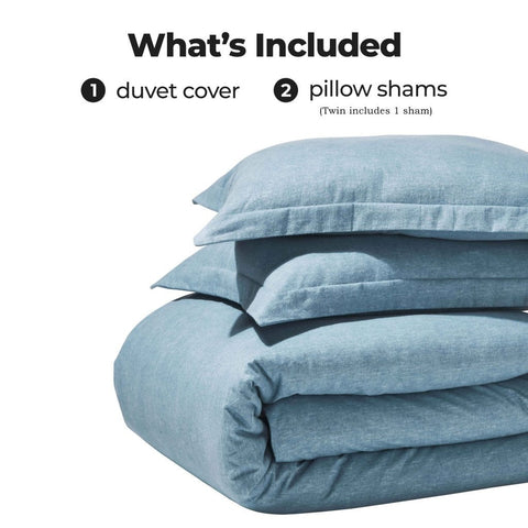 100% Cotton Flannel Melange Two-Toned Duvet Cover Set