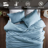 Melange Flannel Cotton Fuzzy Warm Two-Toned Duvet Cover Set