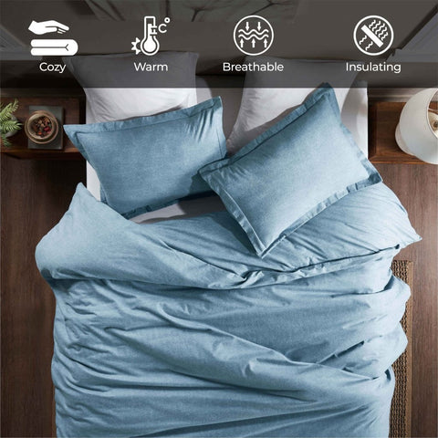 100% Cotton Flannel Melange Two-Toned Duvet Cover Set