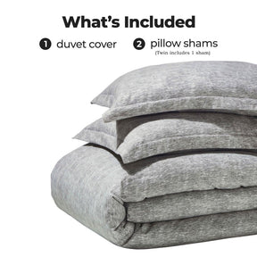 Melange Flannel Cotton Fuzzy Warm Two-Toned Duvet Cover Set
