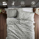 Melange Flannel Cotton Fuzzy Warm Two-Toned Duvet Cover Set