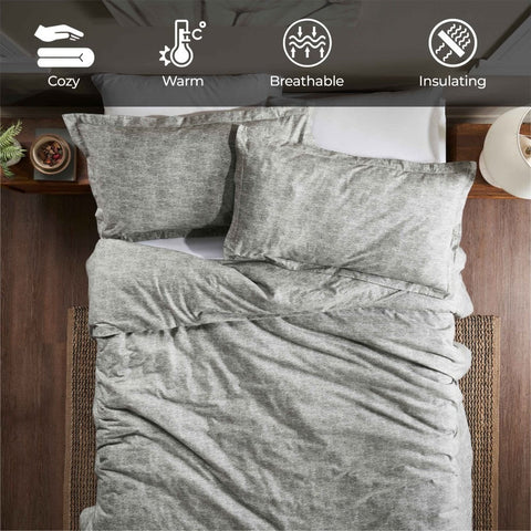 100% Cotton Flannel Melange Two-Toned Duvet Cover Set