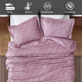 Melange Flannel Cotton Fuzzy Warm Two-Toned Duvet Cover Set