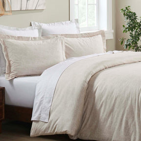 Melange Flannel Cotton Fuzzy Warm Two-Toned Duvet Cover Set