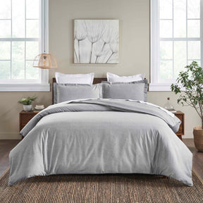 Melange Flannel Cotton Fuzzy Warm Two-Toned Duvet Cover Set
