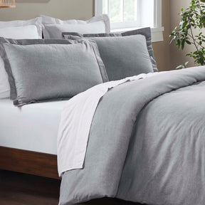 Melange Flannel Cotton Fuzzy Warm Two-Toned Duvet Cover Set