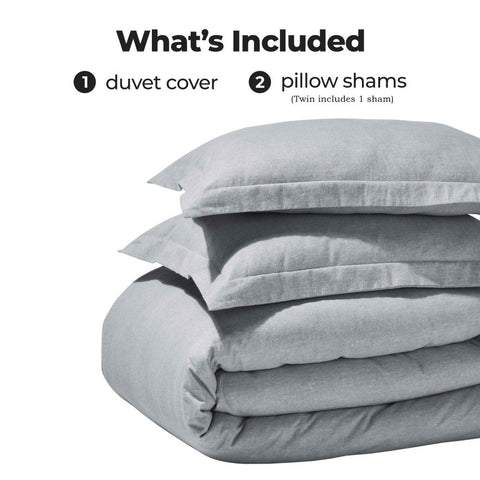 100% Cotton Flannel Melange Two-Toned Duvet Cover Set