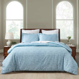 Melange Flannel Cotton Fuzzy Warm Two-Toned Duvet Cover Set