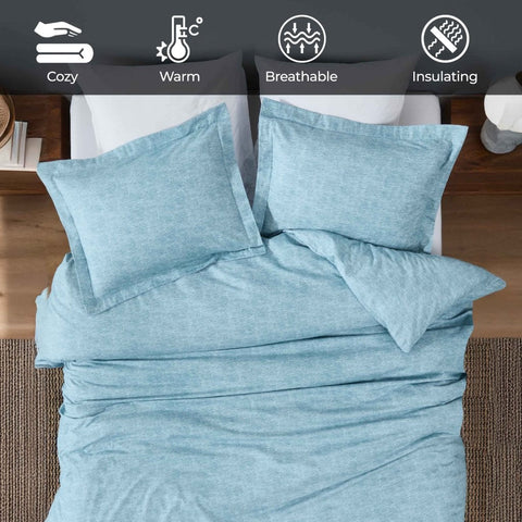 100% Cotton Flannel Melange Two-Toned Duvet Cover Set