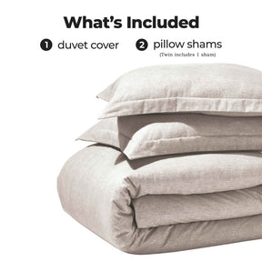 Melange Flannel Cotton Fuzzy Warm Two-Toned Duvet Cover Set