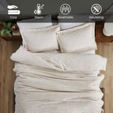 Melange Flannel Cotton Fuzzy Warm Two-Toned Duvet Cover Set