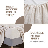 100% Cotton Flannel Sheet Set Warm Two-Toned Melange Deep Pocket