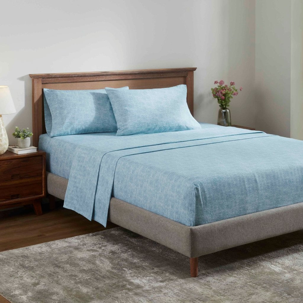 100% Cotton Flannel Sheet Set Warm Two-Toned Melange Deep Pocket