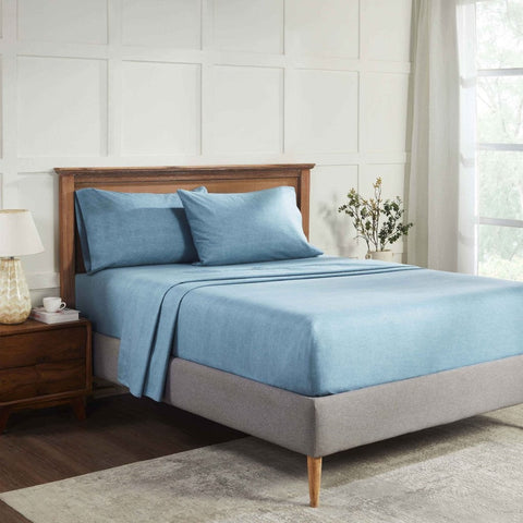 100% Cotton Flannel Sheet Set Warm Two-Toned Melange Deep Pocket
