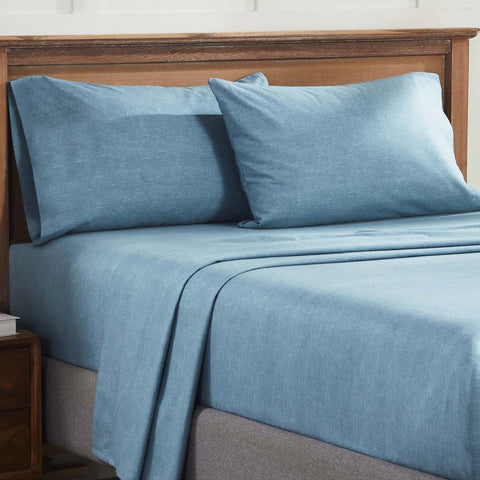 100% Cotton Flannel Sheet Set Warm Two-Toned Melange Deep Pocket