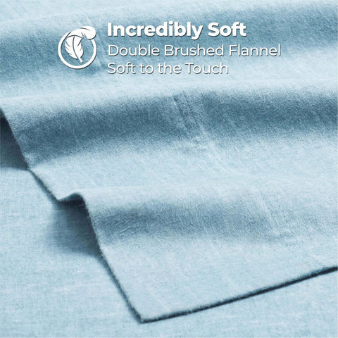 100% Cotton Flannel Sheet Set Warm Two-Toned Melange Deep Pocket