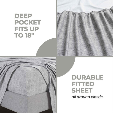 100% Cotton Flannel Sheet Set Warm Two-Toned Melange Deep Pocket
