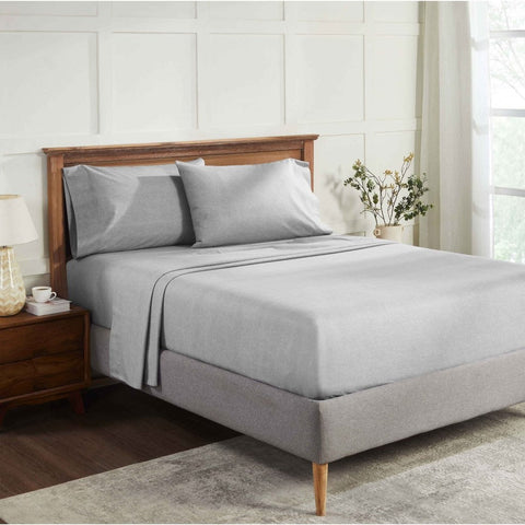 100% Cotton Flannel Sheet Set Warm Two-Toned Melange Deep Pocket