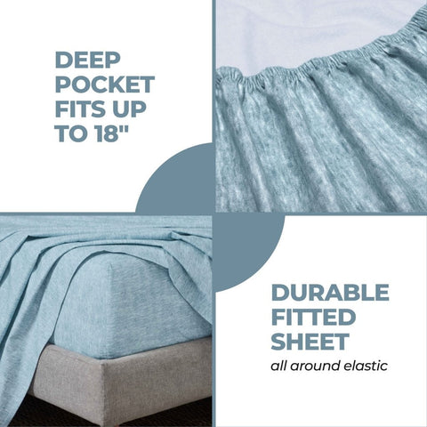 100% Cotton Flannel Sheet Set Warm Two-Toned Melange Deep Pocket