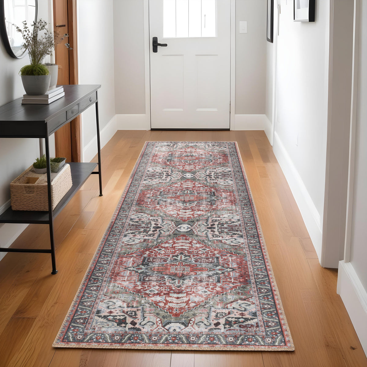 Mesa Rustic Distressed Medallion Indoor Area Rug or Runner Rug
