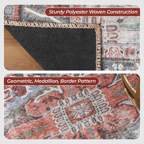 Mesa Rustic Distressed Medallion Indoor Area Rug or Runner Rug