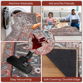 Mesa Rustic Distressed Medallion Indoor Area Rug or Runner Rug