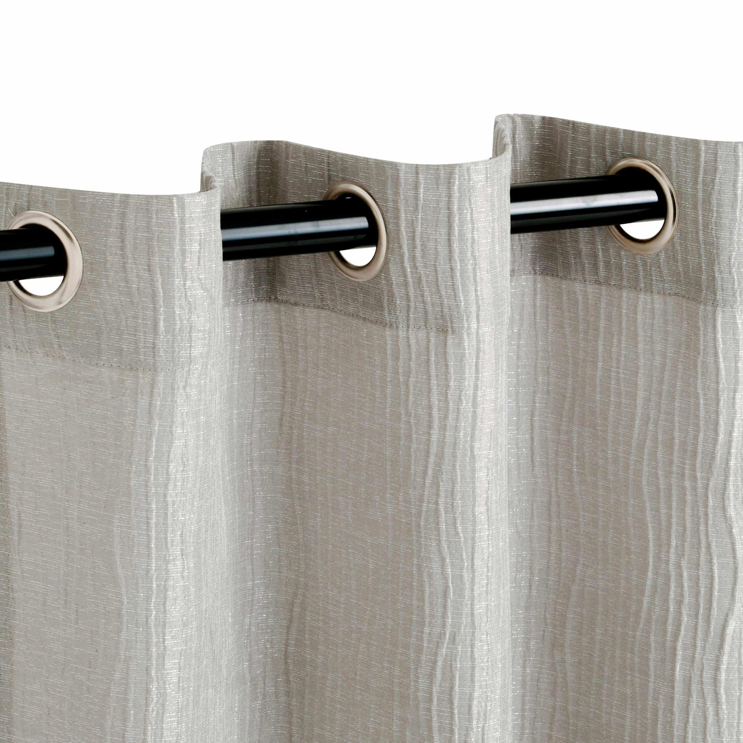 Metallic Cascade Jacquard Textured Solid Curtain Panel Set