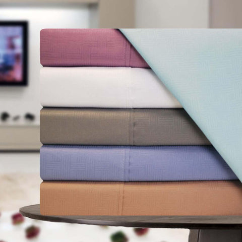Microfiber Embossed Basketweave Deep Pocket Bed Sheet Set