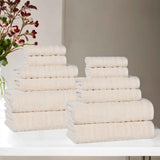 Mika Smart Twist Viscose Cotton Blend Solid Ribbed 12 Piece Towel Set