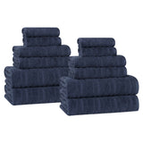 Mika Smart Twist Viscose Cotton Blend Solid Ribbed 12 Piece Towel Set