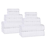 Mika Smart Twist Viscose Cotton Blend Solid Ribbed 12 Piece Towel Set