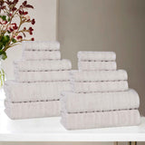 Mika Smart Twist Viscose Cotton Blend Solid Ribbed 12 Piece Towel Set