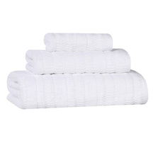 Mika Smart Twist Cotton Solid Textured Ribbed 3 Piece Towel Set