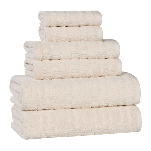 Mika Smart Twist Viscose Cotton Blend Solid Ribbed 6 Piece Towel Set